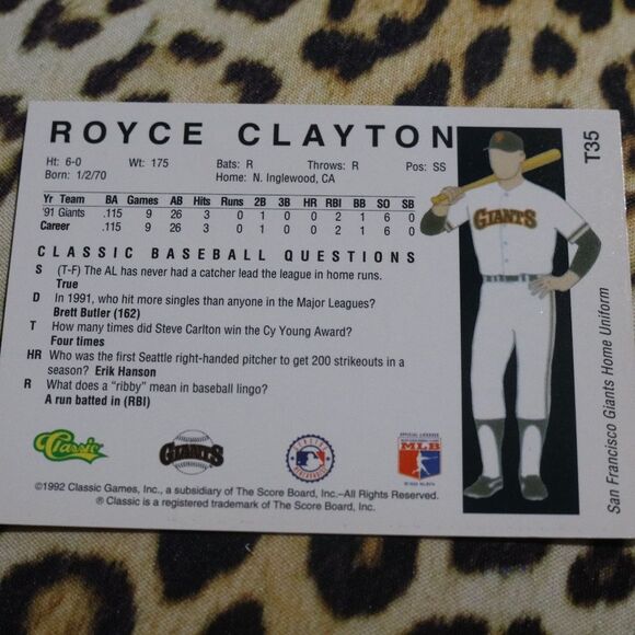 Royce Clayton T35 Baseball Card - Picture 2 of 2